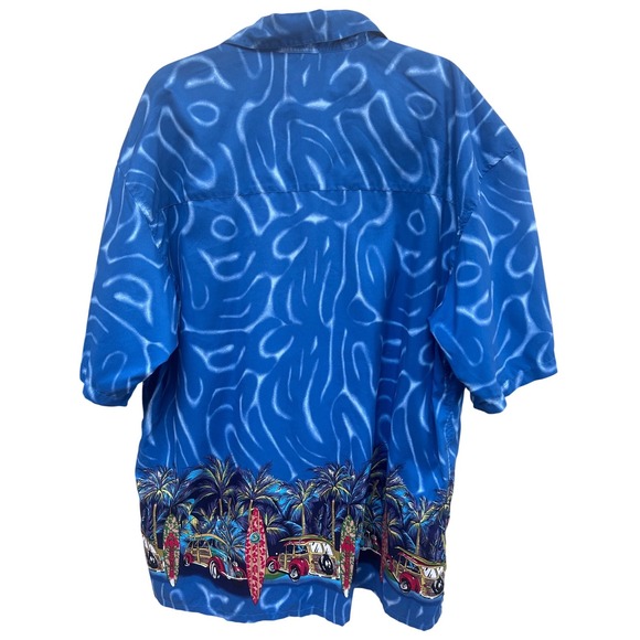Coconut‎ Pier Mens XXL Hawaiian Aloha Shirt Surf Van Palm Trees Blue Polyester - Picture 2 of 5